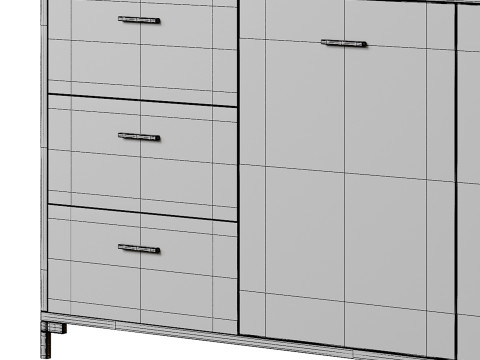 Cleveland 1 Wood Cabinet 3D Model