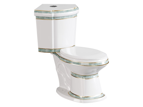 Corner Elongated Two Piece Dual Flush Bathroom Toilet 3Dモデル