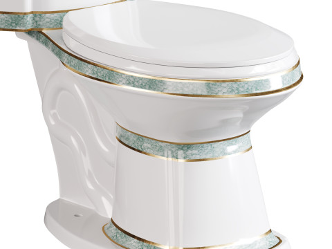 Corner Elongated Two Piece Dual Flush Bathroom Toilet 3D Model