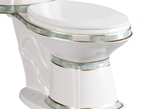 कोने वाला लम्बा दो टुकड़ा वाला डुअल फ्लश बाथरूम शौचालय 3D मॉडल