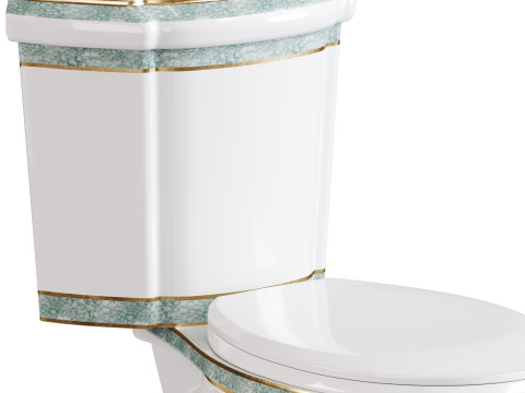 Corner Elongated Two Piece Dual Flush Bathroom Toilet 3D Model