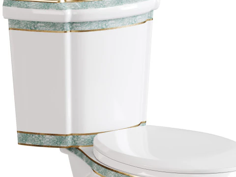 कोने वाला लम्बा दो टुकड़ा वाला डुअल फ्लश बाथरूम शौचालय 3D मॉडल