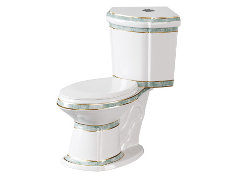 Corner Elongated Two Piece Dual Flush Bathroom Toilet 3D Model