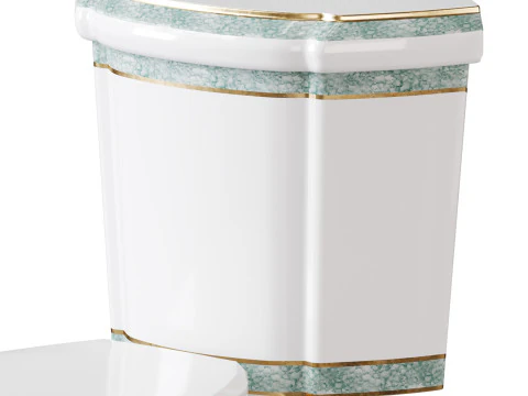 कोने वाला लम्बा दो टुकड़ा वाला डुअल फ्लश बाथरूम शौचालय 3D मॉडल