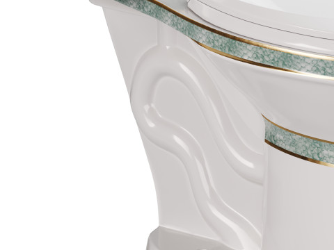 Corner Elongated Two Piece Dual Flush Bathroom Toilet 3D Model