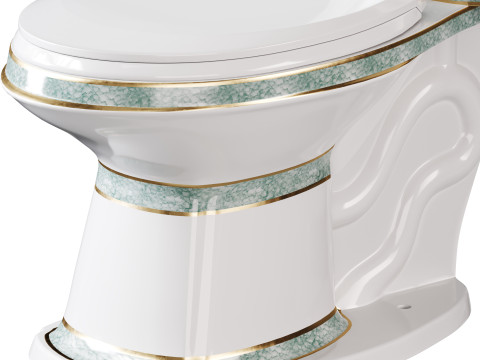 Corner Elongated Two Piece Dual Flush Bathroom Toilet 3D Model