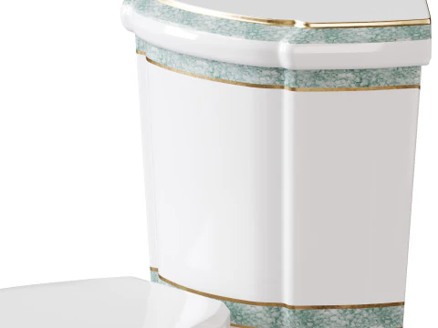 कोने वाला लम्बा दो टुकड़ा वाला डुअल फ्लश बाथरूम शौचालय 3D मॉडल