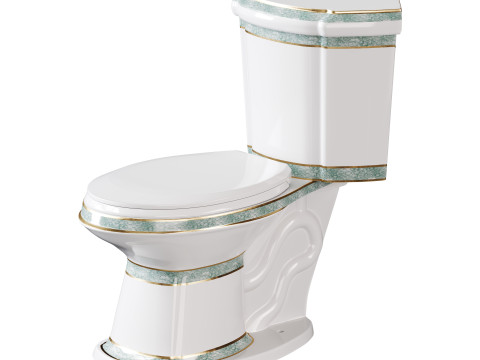 Corner Elongated Two Piece Dual Flush Bathroom Toilet 3D Model