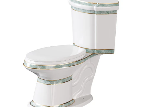 कोने वाला लम्बा दो टुकड़ा वाला डुअल फ्लश बाथरूम शौचालय 3D मॉडल