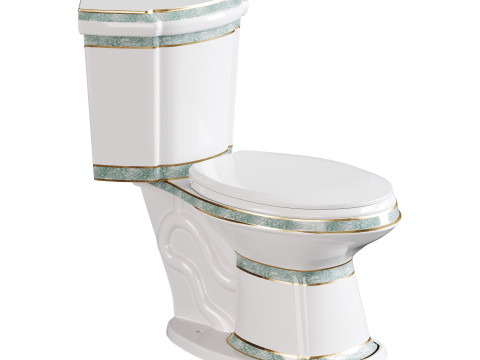 Corner Elongated Two Piece Dual Flush Bathroom Toilet 3D Model