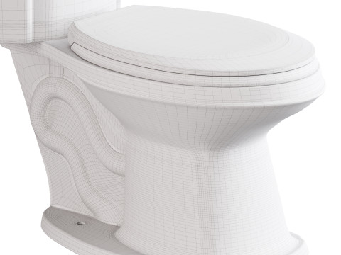 Corner Elongated Two Piece Dual Flush Bathroom Toilet 3D Model