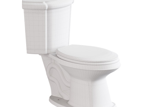 Corner Elongated Two Piece Dual Flush Bathroom Toilet 3D Model