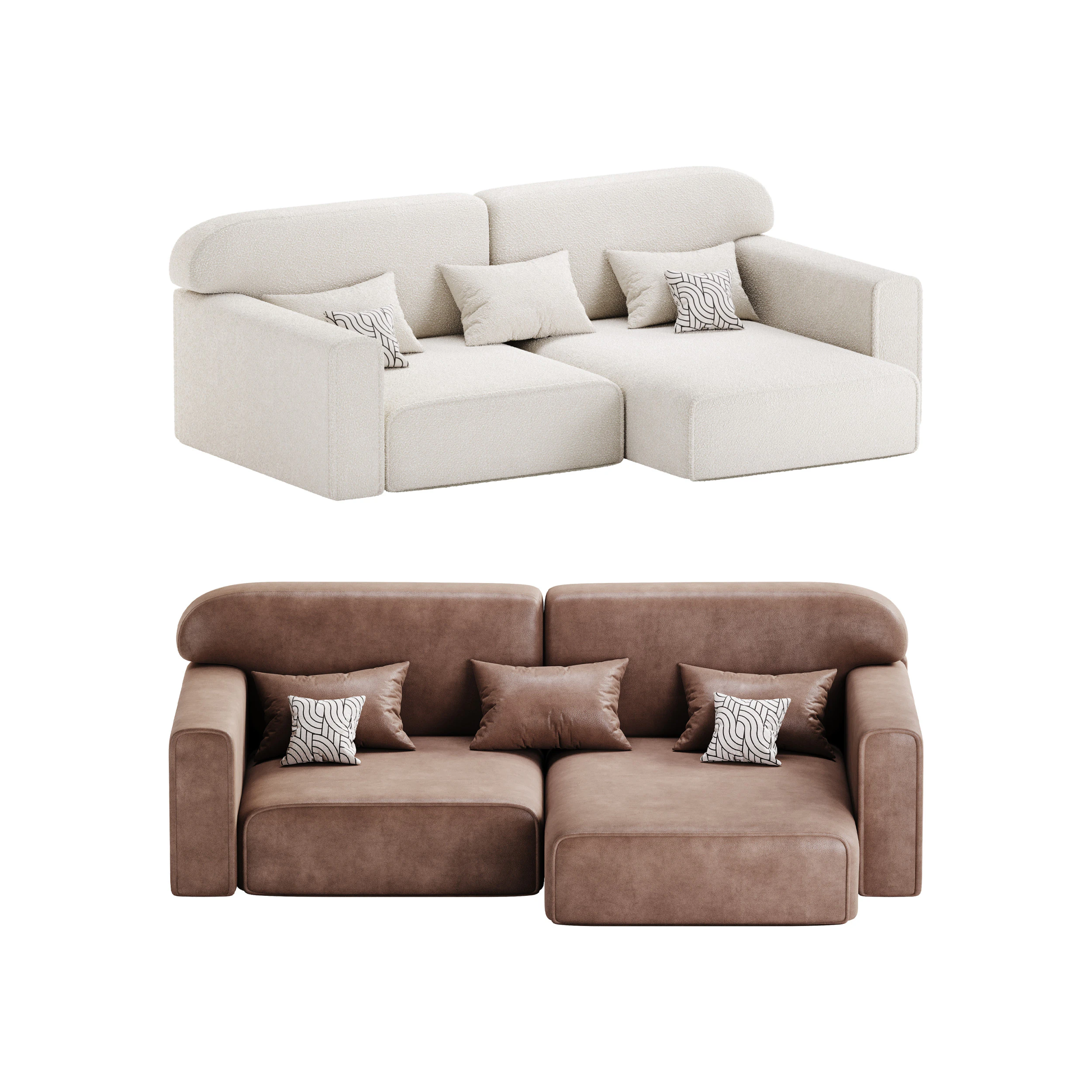 Corner sofa Vienna Bucle White 3D Model .c4d .max .obj .3ds .fbx .stl .blend 