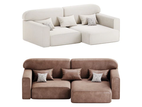 Sofa sudut Vienna Bucle White Model 3D