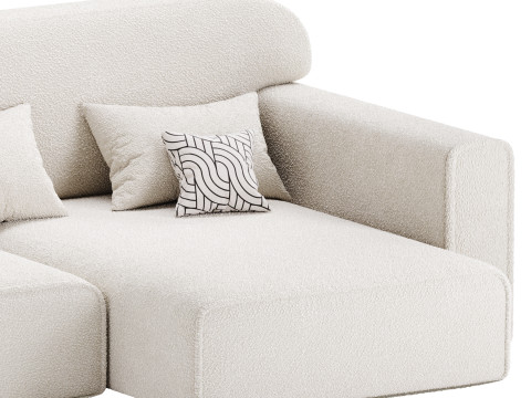 Corner sofa Vienna Bucle White 3D Model
