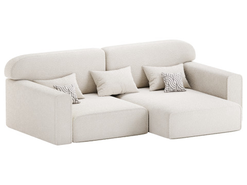 Corner sofa Vienna Bucle White 3D Model