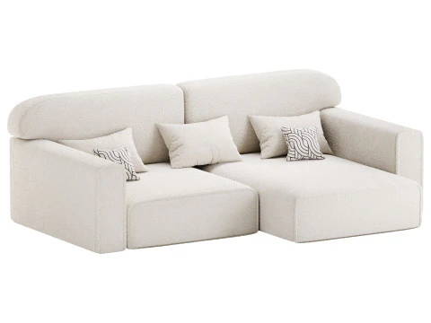 Corner sofa Vienna Bucle White 3D Model