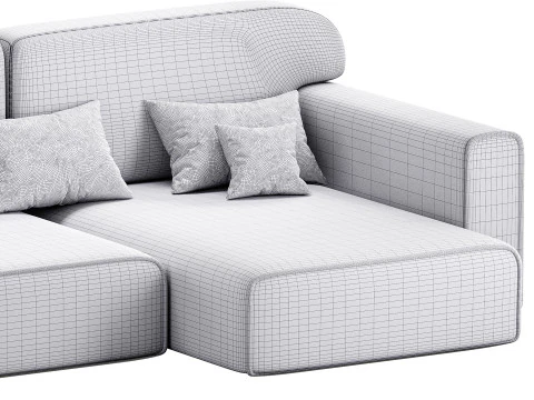 Corner sofa Vienna Bucle White 3D Model