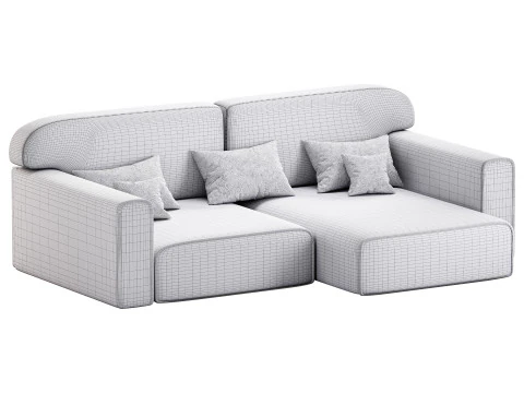 Corner sofa Vienna Bucle White 3D Model