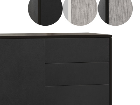 HOMCOM High Gloss Buffet Black Modèle 3D