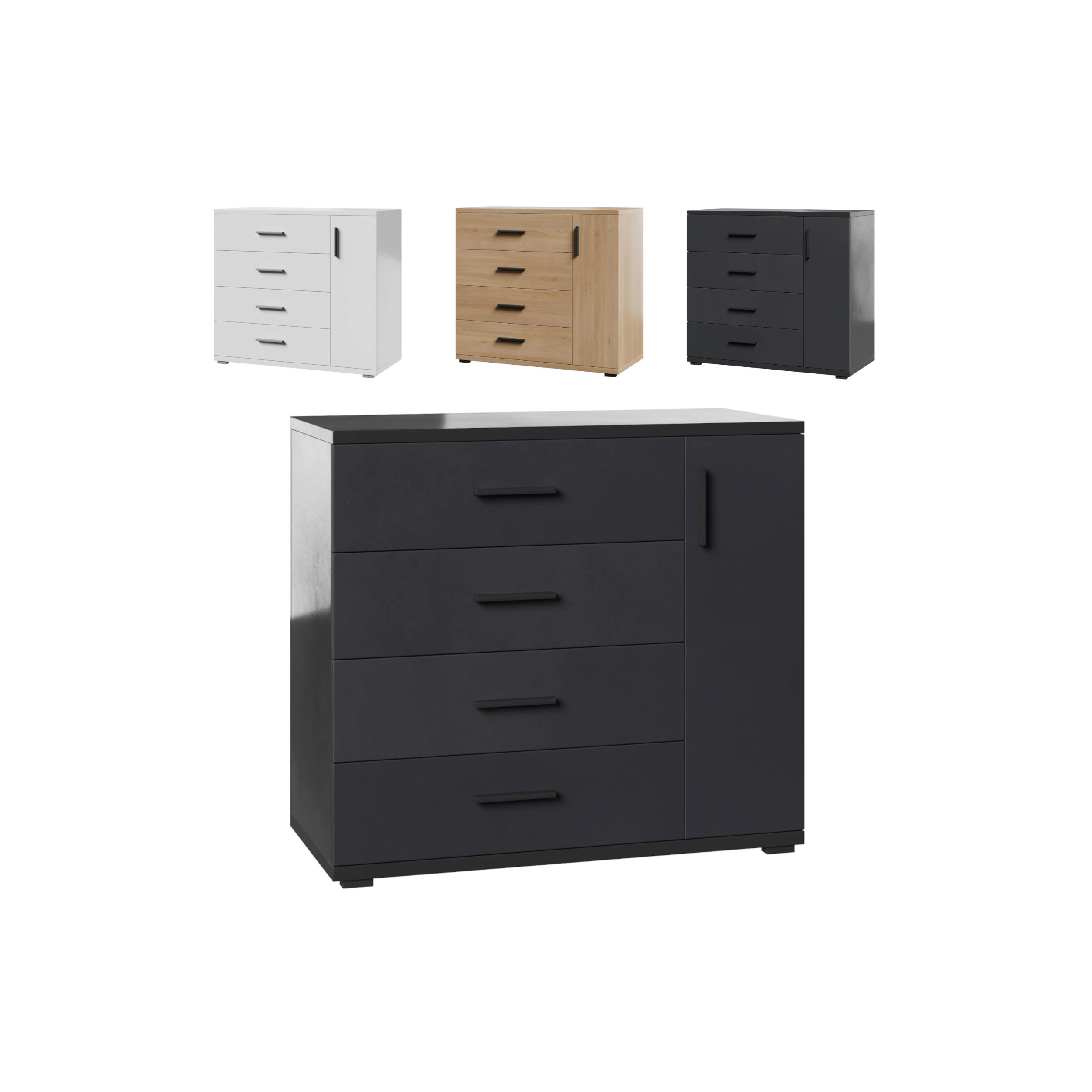 Komod INNOVO White Black Wood 3D Model .c4d .max .obj .3ds .fbx .stl .blend 