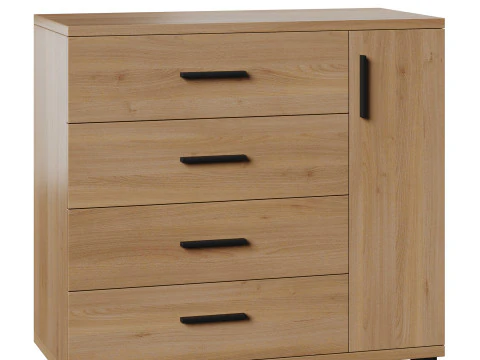 Komod INNOVO White Black Wood 3D Model