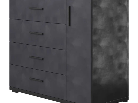 Komod INNOVO White Black Wood 3D Model