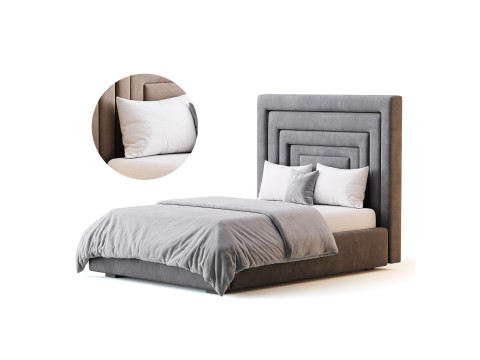 Maklaine Contemporary Navy Velvet Full Bed 3Dモデル