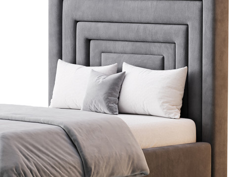 Maklaine Contemporary Navy Velvet Full Bed 3D 模型