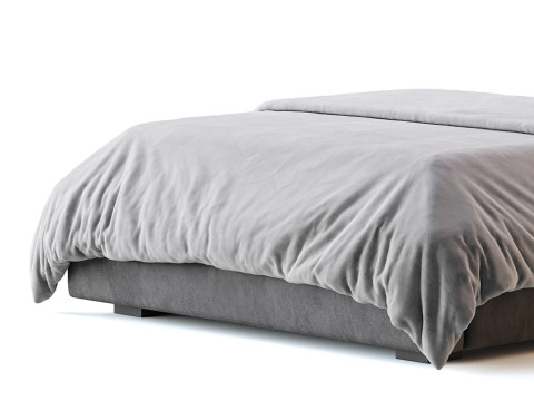 Maklaine Contemporary Navy Velvet Full Bed 3D 模型