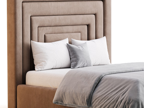 Maklaine Contemporary Navy Velvet Full Bed 3D 模型