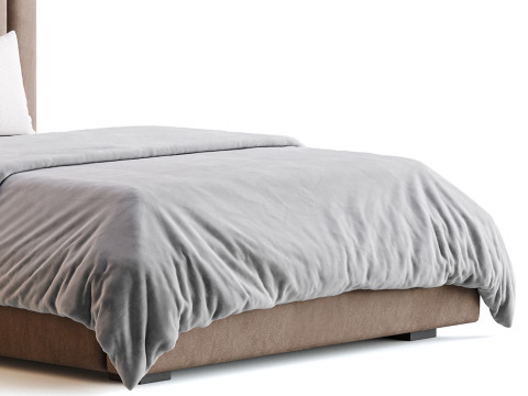 Maklaine Contemporary Navy Velvet Full Bed 3D 模型