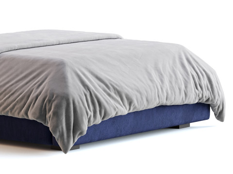 Maklaine Contemporary Navy Velvet Full Bed 3D 模型