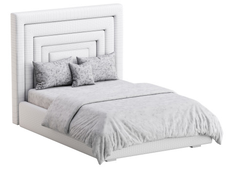 Maklaine Contemporary Navy Velvet Full Bed 3D 模型