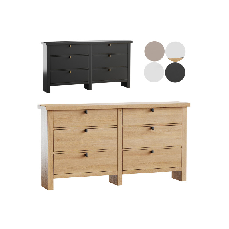 Modern Farmhouse 6-Drawer Dresser 3D-Modell .c4d .max .obj .3ds .fbx .stl .blend