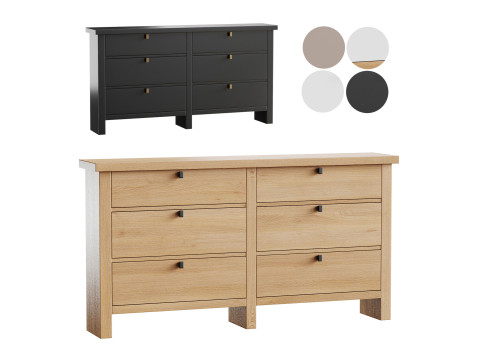 Modern Farmhouse 6-Drawer Dresser 3D Модель