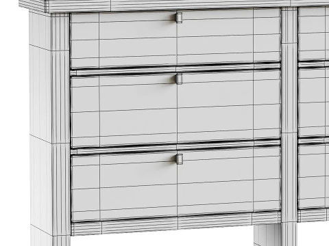 Комод в современном фермерском доме с 6 ящиками 3D Модель