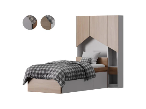 Ł&oacute;żko Penny 2 90 Biała sklejka Model 3D