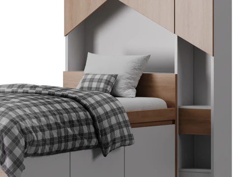 Penny Bed 2 90 madeira compensada branca Modelo 3D