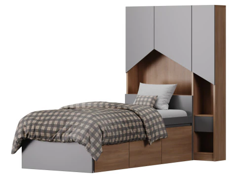 Penny Bed 2 90 madeira compensada branca Modelo 3D