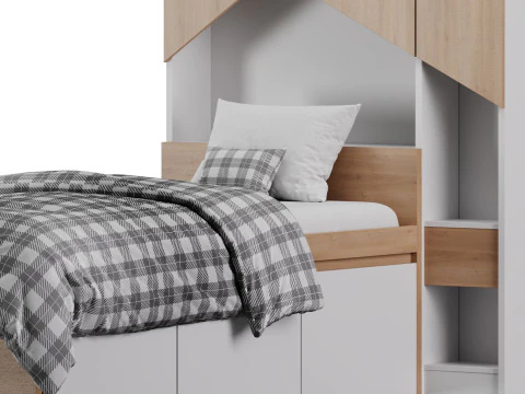 Penny Bed 2 90 madeira compensada branca Modelo 3D