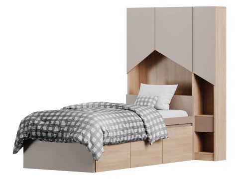 Penny Bed 2 90 madeira compensada branca Modelo 3D