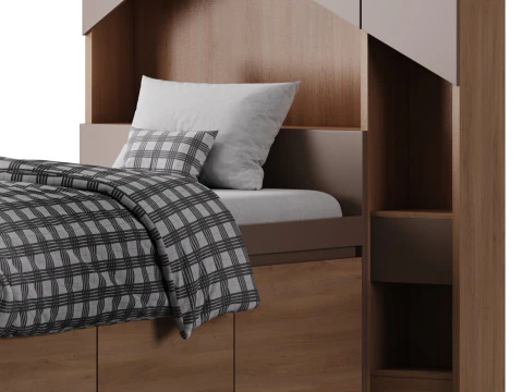 Penny Bed 2 90 madeira compensada branca Modelo 3D