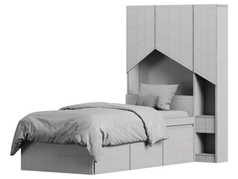 Penny Bed 2 90 madeira compensada branca Modelo 3D