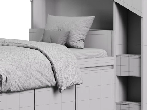 Penny Bed 2 90 madeira compensada branca Modelo 3D
