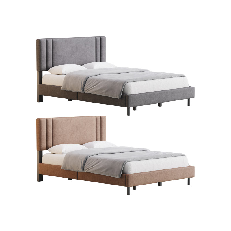 Queen Bed 3D Model .c4d .max .obj .3ds .fbx .stl .blend 