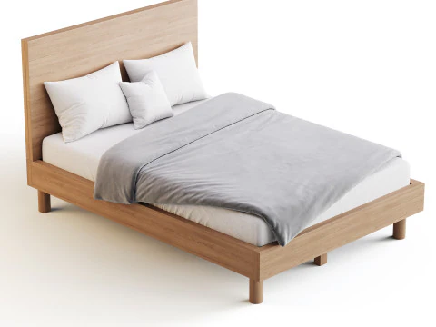 Cama de plataforma em tamanho real Royard Oaktree Modelo 3D