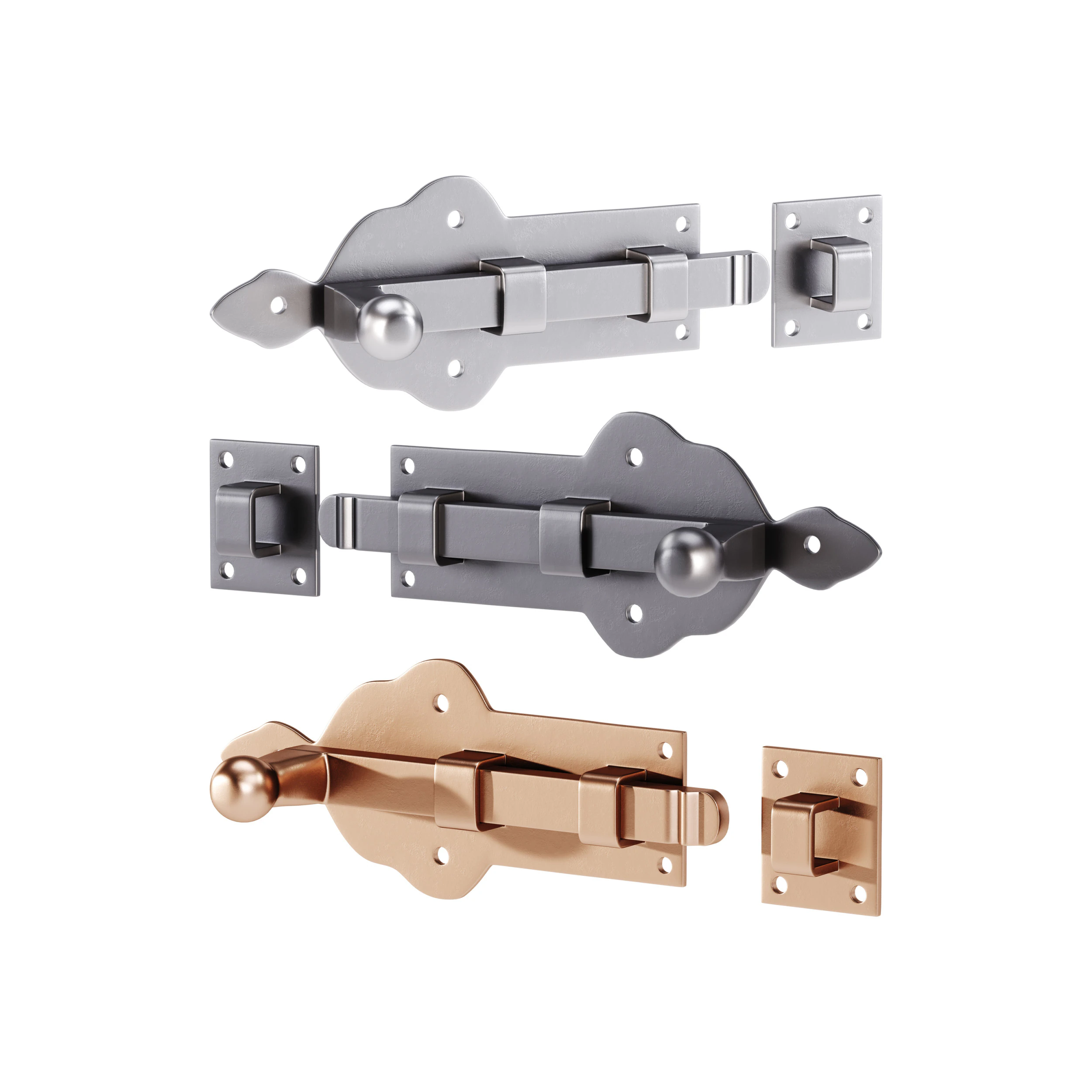 Slide Bolt Door Latch 3D Model .c4d .max .obj .3ds .fbx .stl .blend 