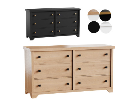 Sumatra 6-Drawer Dresser Modelo 3D