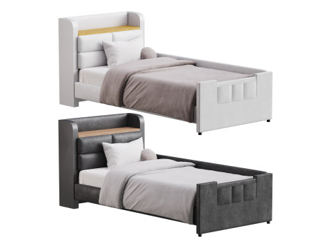 Twin Size Upholstered Platform Bed 3D Модель